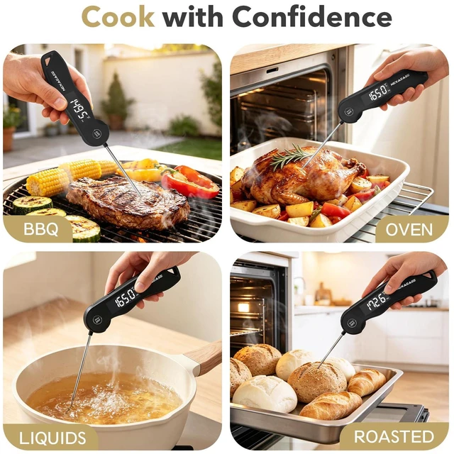 Alt view image 6 of 7 - Meat Thermometer Digital 0.3s Instant Read Food Thermometer ±0.5 Accuracy | Grill Thermometer USB Rechargeable,IPX6 Waterproof,Cooking Thermometer, Baking Gifts for Men Women Candy Brewing BBQ Lovers