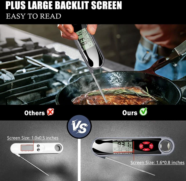 Alt view image 6 of 7 - 3 in 1 Meat Thermometer Digital, Use for Cooking, Food,Grill. Dad BBQ Gifts | Kitchen Thermometer with Bottle Opener&Kitchen Timer, 2~3 Seconds Fast Response Time, Waterproof (IP65)