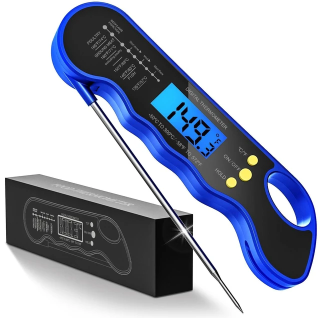 Main image of Instant Read Meat Thermometer, Fast & Accurate Digital Food Thermometer with Backlight, Waterproof & Magnet for Grilling, Cooking, BBQ, Smoker, Baking, and Candy Making Blue