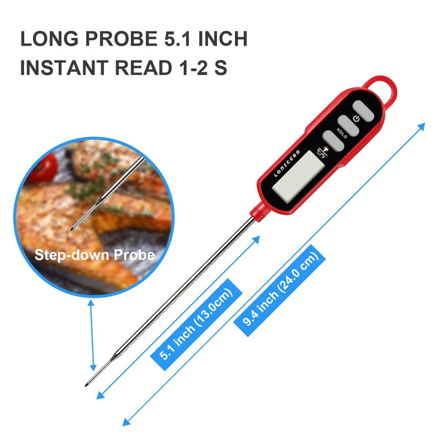 Alt view image 5 of 7 - Digital Cooking Thermometer for Sourdough Bread, 5-Inch Probe | 12-Second Readings, ±1°F Accuracy, IPX6 Waterproof, Backlit Display for Sourdough, Bread, Meat and Liquids