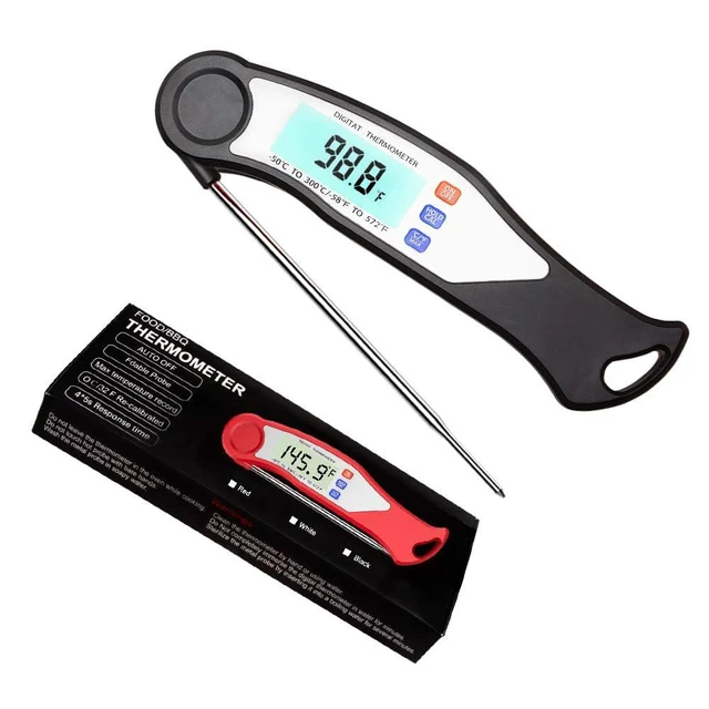Alt view image 3 of 7 - Digital Meat Thermometer- Instant Read Food Thermometer for Cooking, Collapsible Probe with Backlight Waterproof Food Thermometer,for Turkey Grill BBQ Candy.Meat.Steak, Black