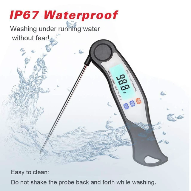 Alt view image 4 of 7 - Digital Meat Thermometer- Instant Read Food Thermometer for Cooking, Collapsible Probe with Backlight Waterproof Food Thermometer,for Turkey Grill BBQ Candy.Meat.Steak, Black