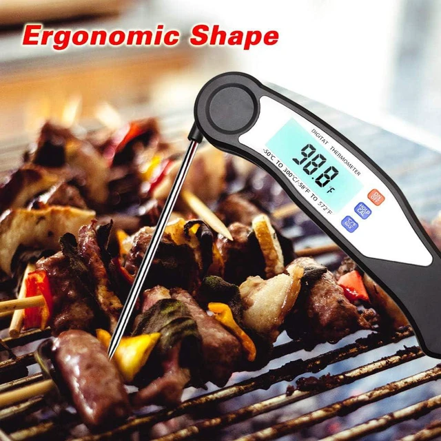 Alt view image 7 of 7 - Digital Meat Thermometer- Instant Read Food Thermometer for Cooking, Collapsible Probe with Backlight Waterproof Food Thermometer,for Turkey Grill BBQ Candy.Meat.Steak, Black