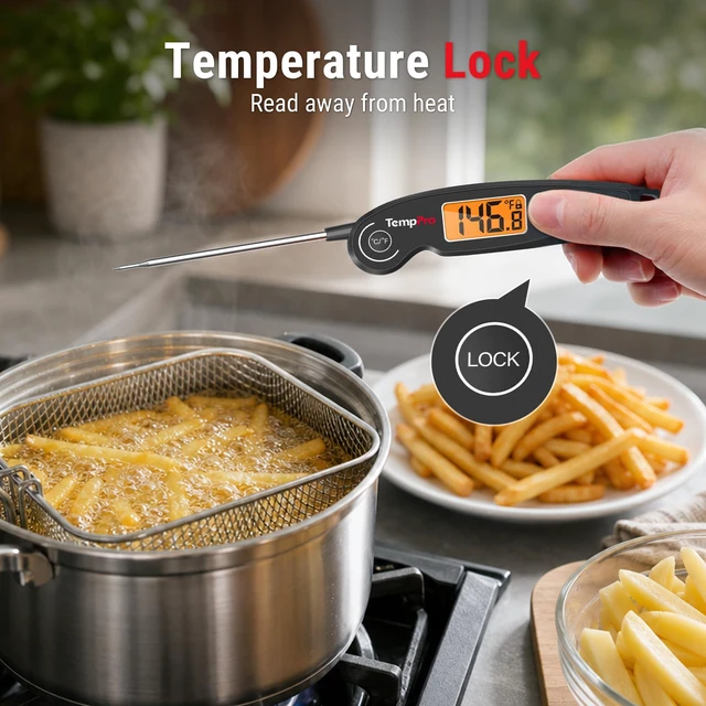 Alt view image 6 of 7 - TempSwift 1 SEC Instant Read Meat Thermometer for Cooking | 100% Waterproof Digital Food Thermometer with Large Backlit LCD, Kitchen Thermometer for Grilling, Smoking & Candy Making