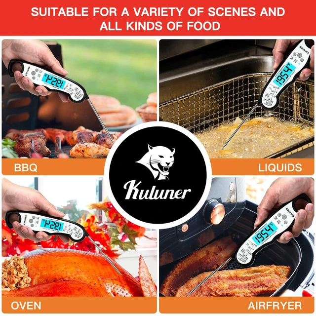 Alt view image 3 of 6 - Digital Instant Read Meat Thermometer for Cooking, Food,Grill | 1-2 Sec Ultra-Fast Response, Bright Backlit Screen, Waterproof (IP67) Pre-Calibrated & Ready for Use