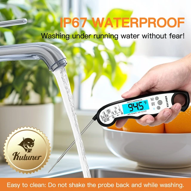 Alt view image 6 of 6 - Digital Instant Read Meat Thermometer for Cooking, Food,Grill | 1-2 Sec Ultra-Fast Response, Bright Backlit Screen, Waterproof (IP67) Pre-Calibrated & Ready for Use