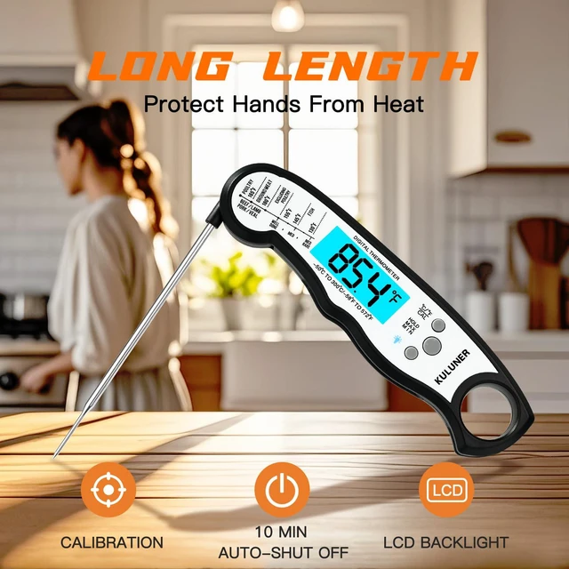 Alt view image 5 of 6 - Digital Instant Read Meat Thermometer for Cooking, Food,Grill | 1-2 Sec Ultra-Fast Response, Bright Backlit Screen, Waterproof (IP67) Pre-Calibrated & Ready for Use