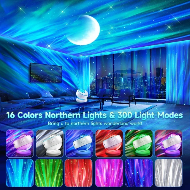 Alt view image 2 of 7 - Galaxy Projector Sound Machine Aurora Night Light Projector with 30 Sounds,16 Colors Star Northern Lights Projector Bluetooth Speaker, Remote Timer Teen Gift Led Lights Mood Sensory Light for Autism