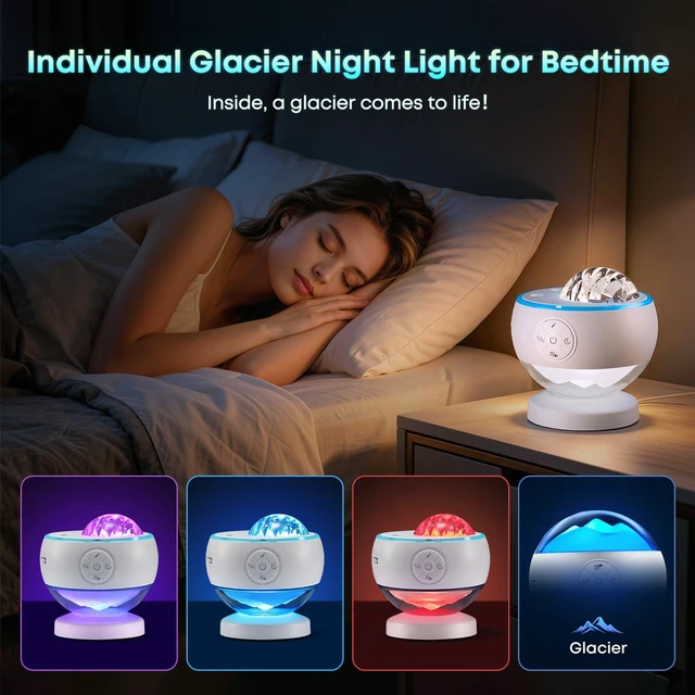 Alt view image 4 of 7 - Galaxy Projector Sound Machine Aurora Night Light Projector with 30 Sounds,16 Colors Star Northern Lights Projector Bluetooth Speaker, Remote Timer Teen Gift Led Lights Mood Sensory Light for Autism