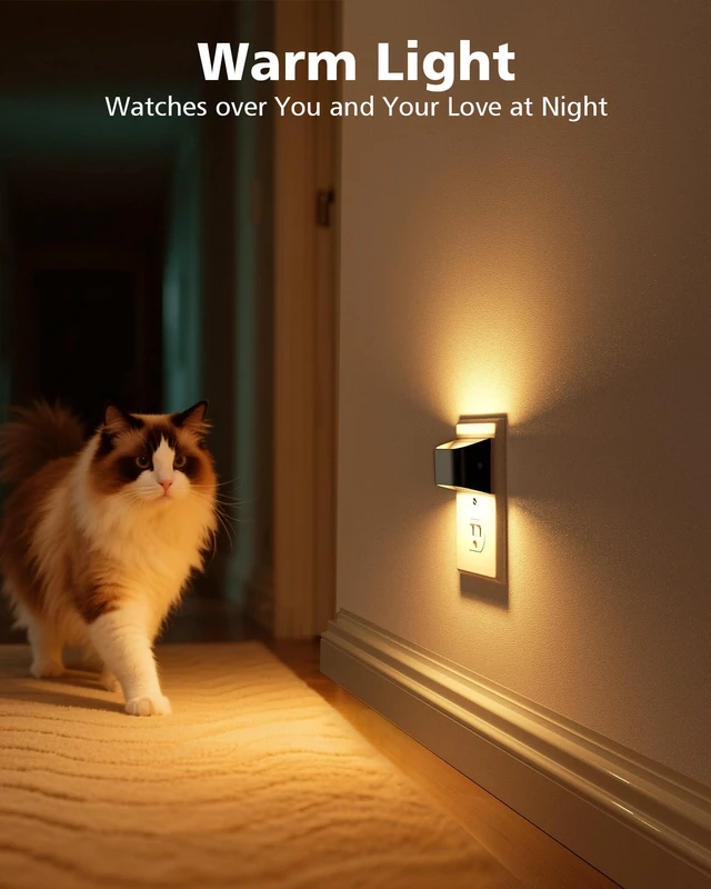 Alt view image 5 of 7 - Night Lights Plug into Wall, 6 Pack Up and Down LED Night Light with Dusk to Dawn Light Sensor, 3000K Warm White Nightlight for Hallway, Bedroom, Bathroom, Kitchen Black