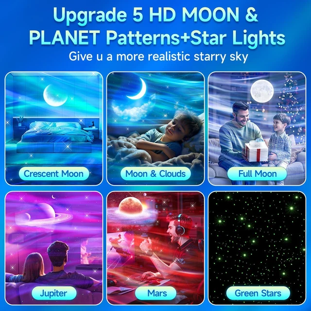 Alt view image 5 of 7 - Galaxy Projector Sound Machine Aurora Night Light Projector with 30 Sounds,16 Colors Star Northern Lights Projector Bluetooth Speaker, Remote Timer Teen Gift Led Lights Mood Sensory Light for Autism