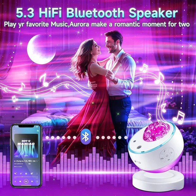 Alt view image 6 of 7 - Galaxy Projector Sound Machine Aurora Night Light Projector with 30 Sounds,16 Colors Star Northern Lights Projector Bluetooth Speaker, Remote Timer Teen Gift Led Lights Mood Sensory Light for Autism