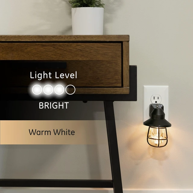 Alt view image 4 of 5 - Vintage LED Night Light, Plug-in, Dusk to Dawn Sensor, Farmhouse Decor, Mood Lighting, Home Decor, Ambient Lighting, LED Lights for Bedroom, Bathroom, Kitchen, Hallway, 62461, Black, 4 Pack