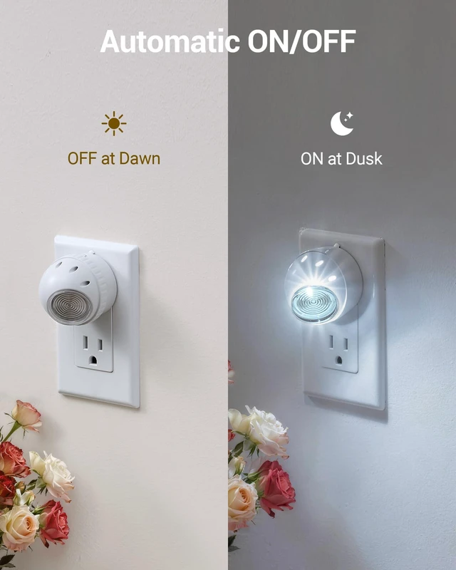 Alt view image 2 of 7 - Plug in Night Lights into Wall, Dusk to Dawn Sensor, 360° Rotating, Directional LED Nightlights for Kids, Nursy, Hallway, Bathroom, Bedroom, Cool White, 4 Pack