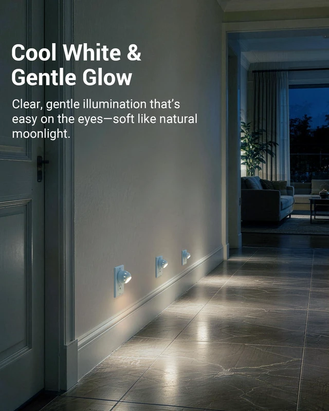 Alt view image 3 of 7 - Plug in Night Lights into Wall, Dusk to Dawn Sensor, 360° Rotating, Directional LED Nightlights for Kids, Nursy, Hallway, Bathroom, Bedroom, Cool White, 4 Pack