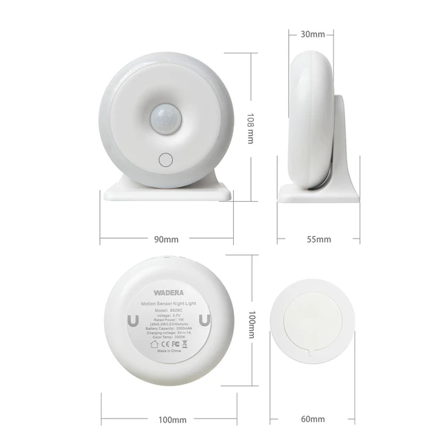 Alt view image 7 of 7 - Rechargeable Motion Sensor Night Light, Motion-Activated NightLight | Warm Light, Cordless 2000mAh Battery Operated, Stick On LightsMagnetic Portable LED with5 Adjustable Brightness Levels