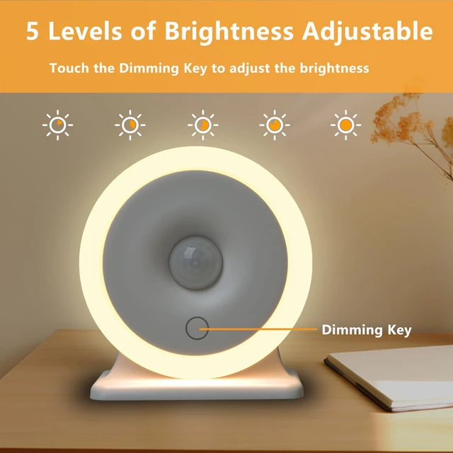 Alt view image 3 of 7 - Rechargeable Motion Sensor Night Light, Motion-Activated NightLight | Warm Light, Cordless 2000mAh Battery Operated, Stick On LightsMagnetic Portable LED with5 Adjustable Brightness Levels