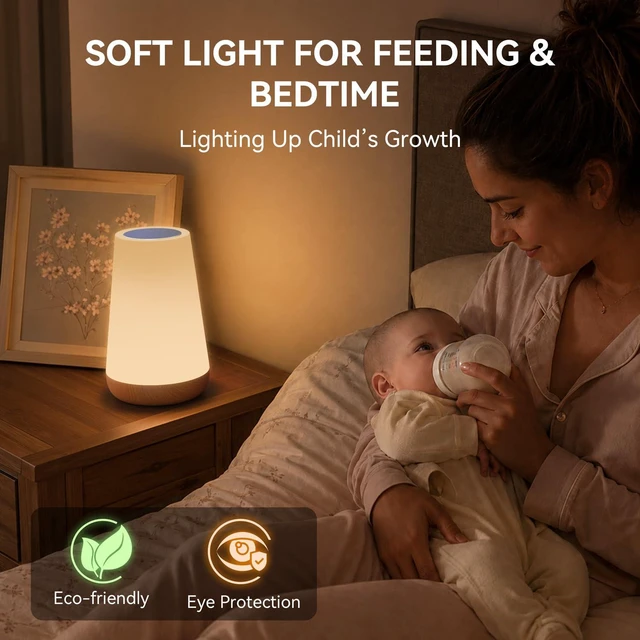 Alt view image 3 of 7 - Rechargeable Night Light, Touch Table Lamp with Remote, Light Brown | 13 Colors, 5 Brightness Levels, 4 Lighting Modes and 1/2/4/6-Hour Timer for Nursery, Bedroom, Bedside Use and Camping