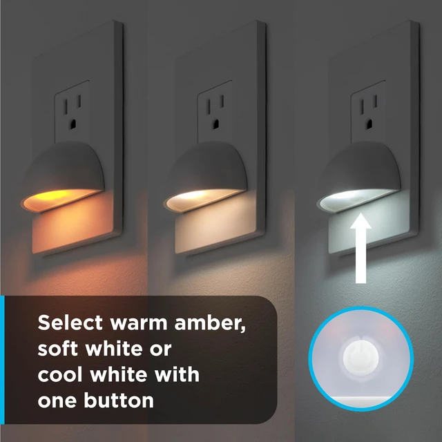Alt view image 2 of 7 - SleepLite Plug in Night Light with Dusk to Dawn Sensor, 4 Pack | Amber, Warm White, Daylight, 1800K/3000K/5000K Light for Bedroom, Nursery, and Kids Room, UL Certified, Energy Efficient