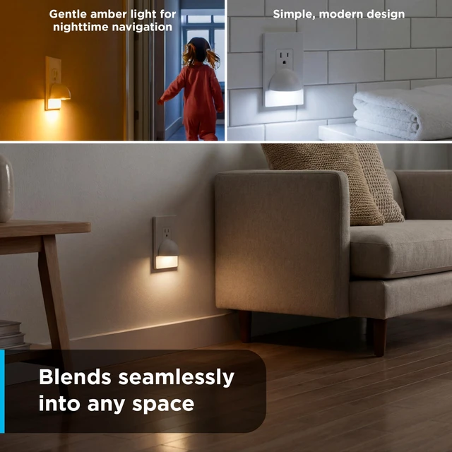 Alt view image 5 of 7 - SleepLite Plug in Night Light with Dusk to Dawn Sensor, 4 Pack | Amber, Warm White, Daylight, 1800K/3000K/5000K Light for Bedroom, Nursery, and Kids Room, UL Certified, Energy Efficient