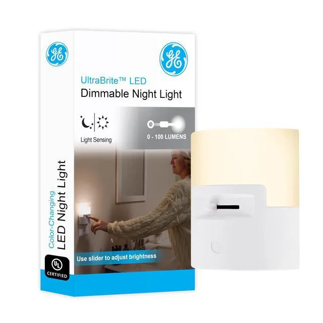 Main image of Ultrabrite LED Night Light, Dimmable, 100 Lumens, Plug-in, Dusk to Dawn Sensor, UL-Listed, Ideal for Bedroom, Bathroom, Nursery, Kitchen, Hallway, 45125, 1 Pack, White