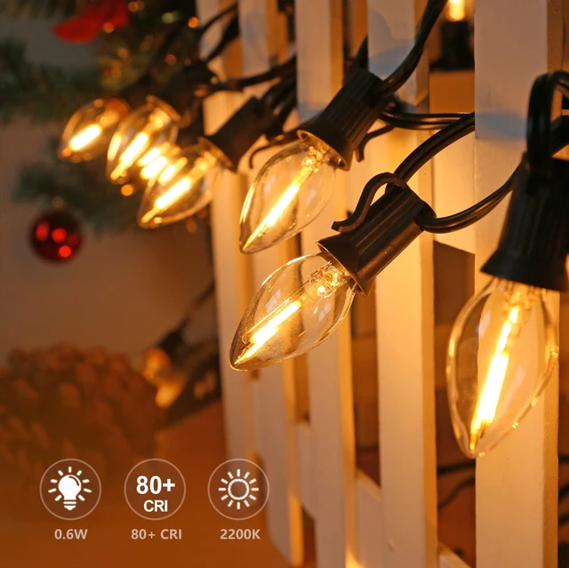 Alt view image 6 of 7 - 25PACK LED Night Light Bulbs, C7 Replacement Bulbs, Warm C7 E12 LED Bulb | Candelabra 0.6W Equivalent to 7W LED Bulbs , Warm White 2200K, 50LM, Shatterproof & Waterproof Clear Plastic Decor Holiday