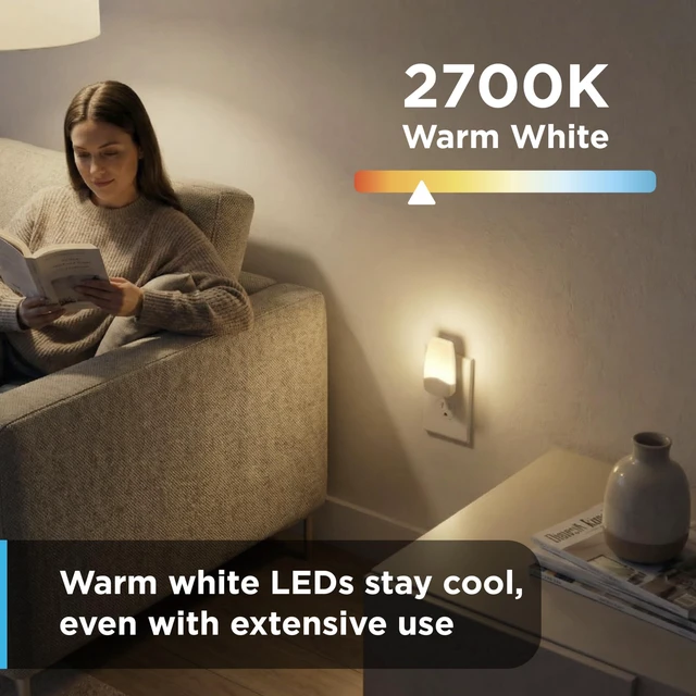 Alt view image 2 of 7 - Plug in Night Light with Dusk to Dawn Sensor, 4 Pack | Night Lights Plug Into Wall, Soft White 2700K Light for Bedroom, Bathroom, and Nursery, ETL Listed, Energy Efficient