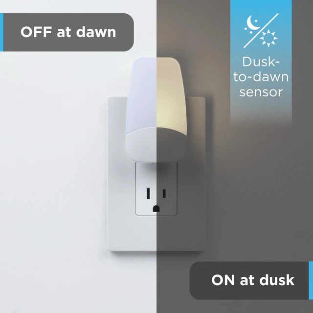 Alt view image 4 of 7 - Plug in Night Light with Dusk to Dawn Sensor, 4 Pack | Night Lights Plug Into Wall, Soft White 2700K Light for Bedroom, Bathroom, and Nursery, ETL Listed, Energy Efficient