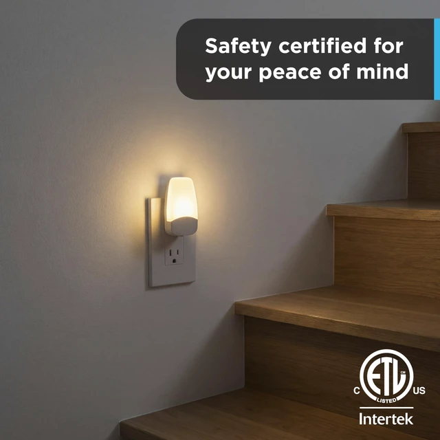 Alt view image 6 of 7 - Plug in Night Light with Dusk to Dawn Sensor, 4 Pack | Night Lights Plug Into Wall, Soft White 2700K Light for Bedroom, Bathroom, and Nursery, ETL Listed, Energy Efficient