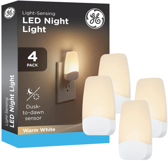 Main image of Plug in Night Light with Dusk to Dawn Sensor, 4 Pack | Night Lights Plug Into Wall, Soft White 2700K Light for Bedroom, Bathroom, and Nursery, ETL Listed, Energy Efficient