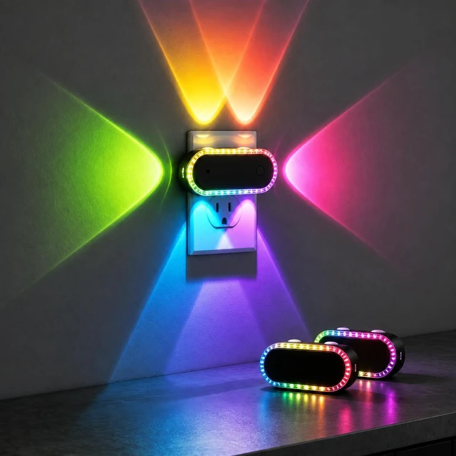 Main image of Night Lights Plug into Wall,Night Light Projector,RGB,2 Pack | Plug in Night Light, Dusk to Dawn Sensor Light, Dynamic Marquee Light, Dimmable Nightlight for Bedroom, Home Decor