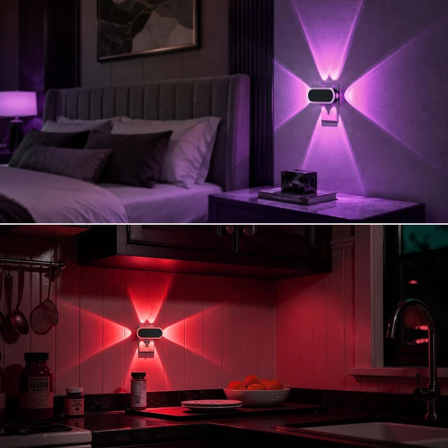 Alt view image 5 of 7 - Night Lights Plug into Wall,Night Light Projector,RGB,2 Pack | Plug in Night Light, Dusk to Dawn Sensor Light, Dynamic Marquee Light, Dimmable Nightlight for Bedroom, Home Decor