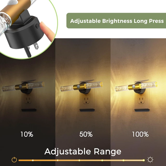 Alt view image 2 of 7 - Motion Sensor Night Light, Amber-3000K-5000K, Rotating, 2 Pack | Motion Activated, Light Sensor, Plug into Wall, LED Dimmable 100LM, Bubble Style, For Bedroom Bathroom Hallway Kids Adults