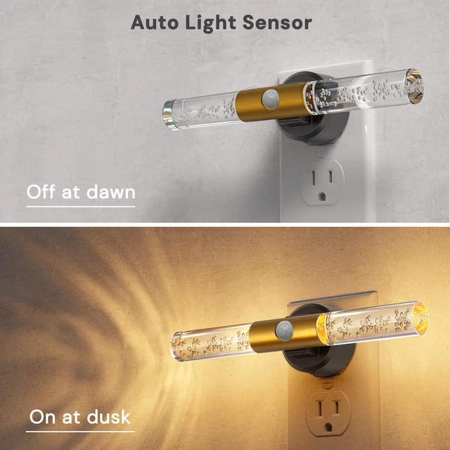 Alt view image 6 of 7 - Motion Sensor Night Light, Amber-3000K-5000K, Rotating, 2 Pack | Motion Activated, Light Sensor, Plug into Wall, LED Dimmable 100LM, Bubble Style, For Bedroom Bathroom Hallway Kids Adults
