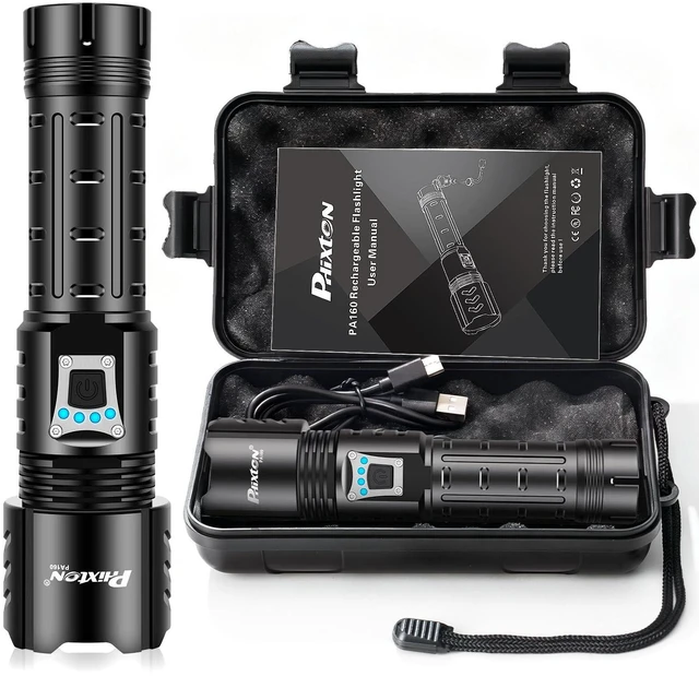 Main image of Rechargeable Flashlights High Lumens 100000 Super Bright Long Range 3280FT, Long Lasting 15H Powerful USB C LED Strong Flash Light High Powered, Heavy Duty, Zoomable, for Home Camping Gift