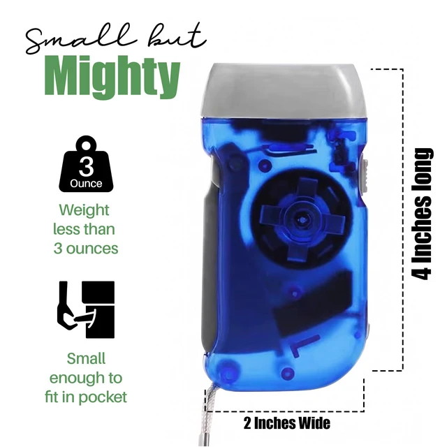 Alt view image 6 of 7 - 4-Pack Hand Crank Flashlights for Emergencies, Double LED | Hand-press crank generates power without batteries; compact dual-LED lights are ideal for cars, camping, hiking and outages.
