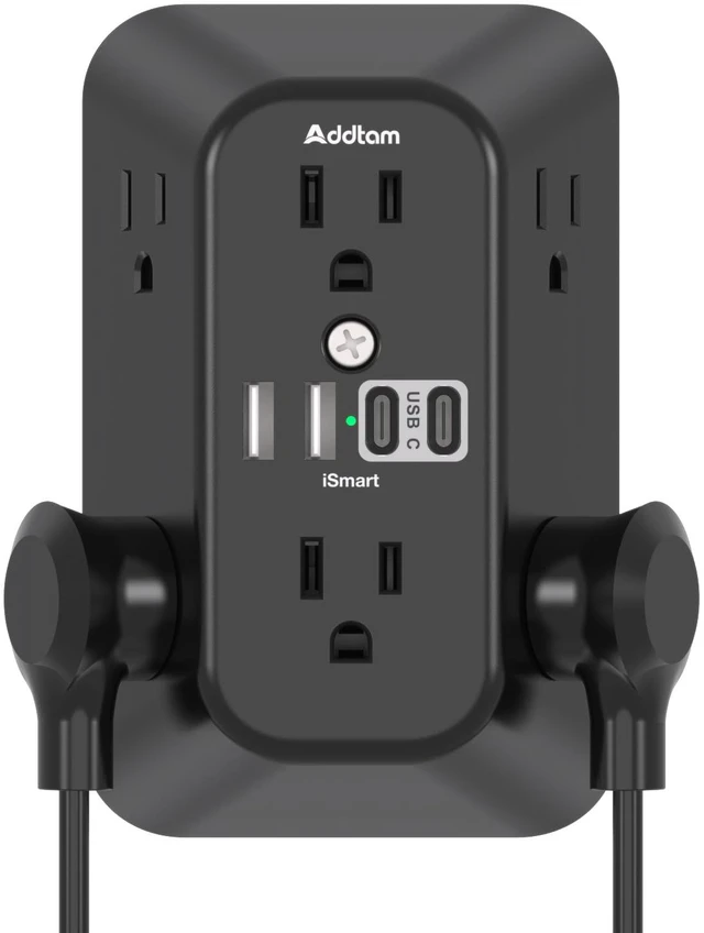 Main image of 6-Outlet Extender Surge Protector, Multi Plug Wall Outlet with 4 USB Wall Charger(2 USB C Ports), Plug Extension Outlet with 1800J, Outlet Splitter Power Strip for Home Office, Black