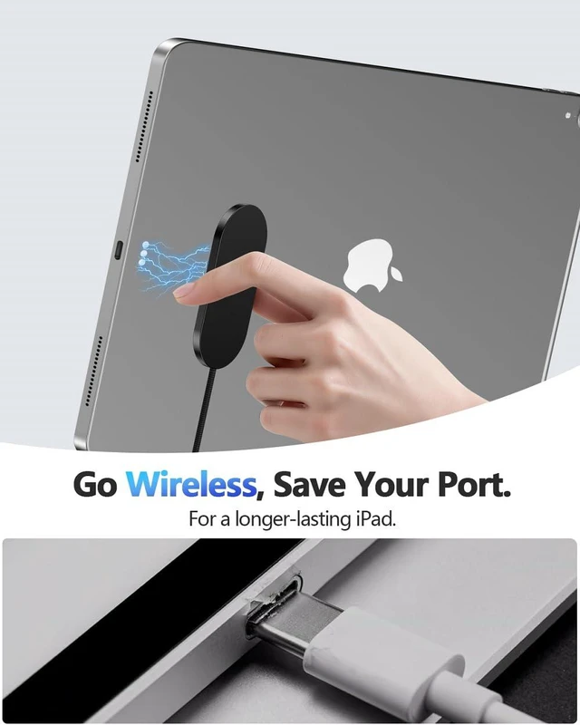 Alt view image 3 of 7 - Magnetic Wireless Charger for iPad Pro 12.9inch(3rd/4th/5th/6th) & iPad Air 13 (M2/M3) ONLY, 27W Fast Charging Smart Connector Charger, Aluminum Alloy Wireless Charging Pad