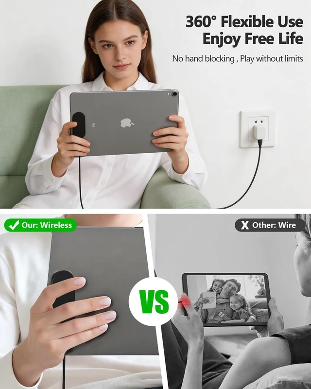 Alt view image 4 of 7 - Magnetic Wireless Charger for iPad Pro 12.9inch(3rd/4th/5th/6th) & iPad Air 13 (M2/M3) ONLY, 27W Fast Charging Smart Connector Charger, Aluminum Alloy Wireless Charging Pad
