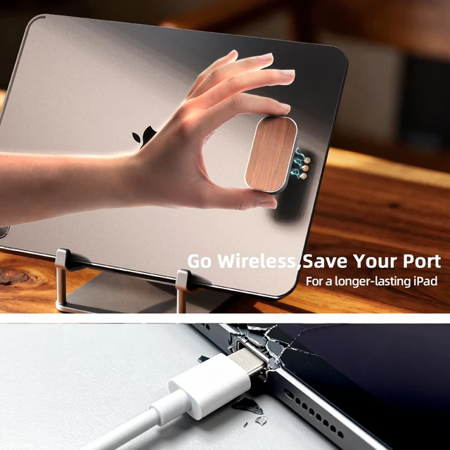 Alt view image 3 of 7 - Magnetic Wireless Charger for iPad Pro 12.9inch(3rd/4th/5th/6th) & iPad Air 13 (M2/M3) ONLY, 18W Fast Charging Smart Connector Charger, Aluminum Alloy Wireless Charging Pad (12.9inch)