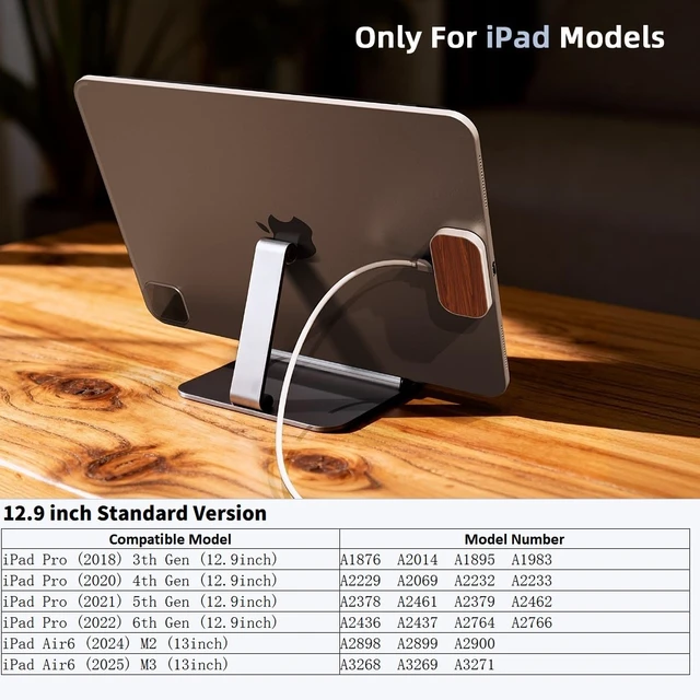 Alt view image 4 of 7 - Magnetic Wireless Charger for iPad Pro 12.9inch(3rd/4th/5th/6th) & iPad Air 13 (M2/M3) ONLY, 18W Fast Charging Smart Connector Charger, Aluminum Alloy Wireless Charging Pad (12.9inch)