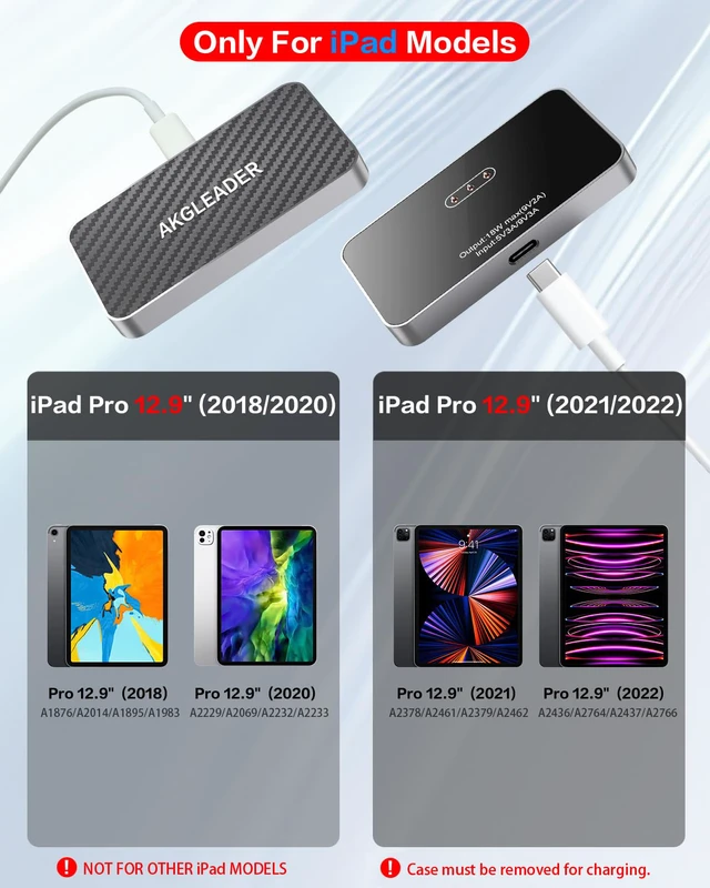 Alt view image 3 of 7 - Magnetic Wireless Charger for iPad Pro (iPad Pro 12.9" (3rd-6th Gen)/iPad Air 13" (M2/M3))