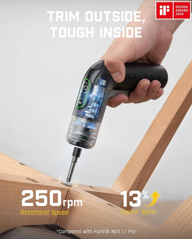 Alt view image 3 of 7 - L2 Pro Electric Screwdriver set, Cordless Screwdriver | 20 Bits, Max 6N·m Torque, Digital Screen, Variable Speed, 2000mAh Rechargeable Battery, Tech Tool for DIY Enthusiasts