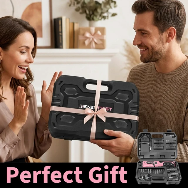 Alt view image 5 of 7 - Cordless Electric 8V Pink Screwdriver with 82 Accessory Kit | 8V Max 10Nm 21+1 Cluth, Rechargeable Screwdriver, Safety Lock, Charger, Carrying Case, Dual Position Handle, LED Light