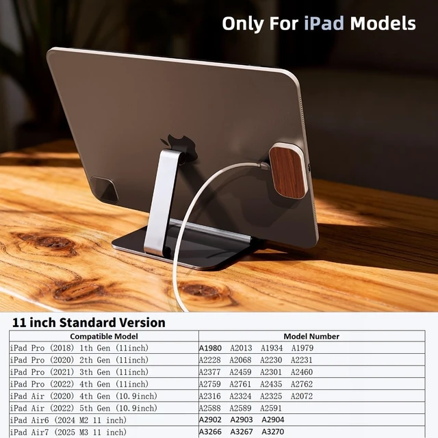 Alt view image 5 of 7 - Magnetic Wireless Charger for iPad Pro 11 (1st/2nd/3rd/4th) & iPad Air 11 (M2/M3) & iPad Air 10.9 (4th/5th), 18W Fast Charging Smart Connector Alloy Wireless Charging Pad with USB-C Cord Cable