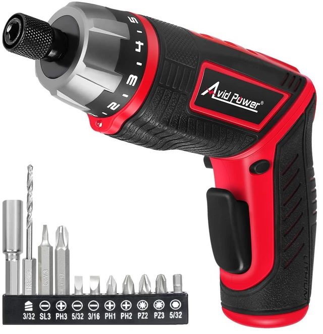 Main image of 4V Electric Cordless Screwdriver Set 5.65Nm 11 Bits - RED | 5.65Nm, 5+1 Torque Settings, 2-Position Handle, 11 Accessories, LED Light, for Precision Assembly & Furniture Installation
