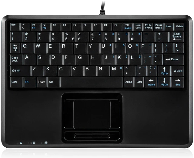 Main image of 510H Plus, Wired Super Mini USB Touchpad Keyboard, X Type Scissor Keys with 2 Built-in Hubs, Black, US English Layout (11005)