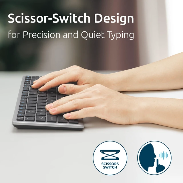 Alt view image 2 of 7 - KB435 Wireless Compact Keyboard, Bluetooth & 2.4GHz Connection, Quiet Scissor-Switch Keys, Programmable, Copilot Hotkey, Compatible with Windows, Black (K75409NA)