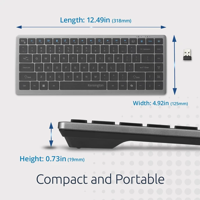 Alt view image 3 of 7 - KB435 Wireless Compact Keyboard, Bluetooth & 2.4GHz Connection, Quiet Scissor-Switch Keys, Programmable, Copilot Hotkey, Compatible with Windows, Black (K75409NA)