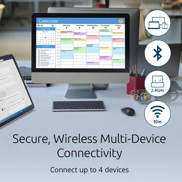 Alt view image 5 of 7 - KB435 Wireless Compact Keyboard, Bluetooth & 2.4GHz Connection, Quiet Scissor-Switch Keys, Programmable, Copilot Hotkey, Compatible with Windows, Black (K75409NA)